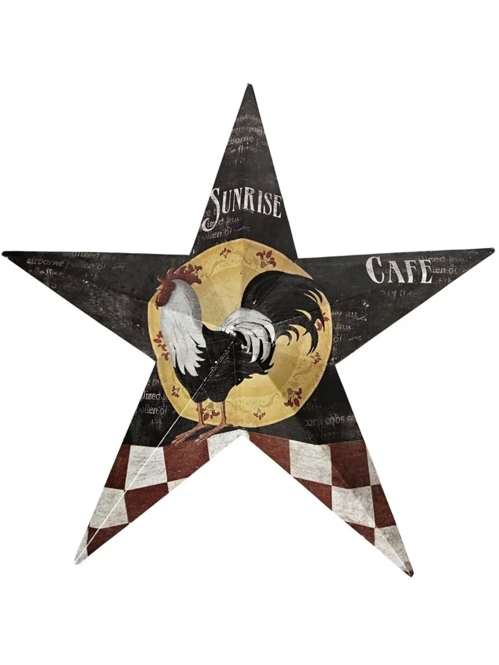 Farmhouse Rooster Metal Barn Star Wall Decor Sunrise Cafe Country 13.5